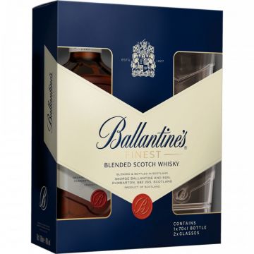 Whisky Ballantine's + 2 Pahare, 0.7L, 40% alc., Scotia