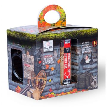 Set amestec pentru vin fiert + 2 pahare cu dop de pluta - Ma cabane a vin chaud du trappeur | Quai Sud