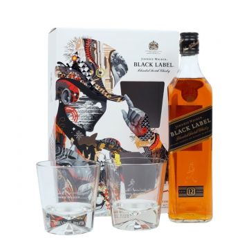 Johnnie Walker Black Label Gift Set Blended Scotch Whisky 0.7L
