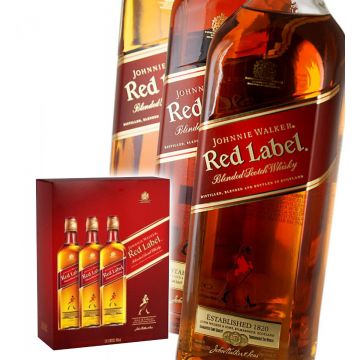 Johnnie Walker Red Label Blended Scotch Whisky Gift Set 3x1L