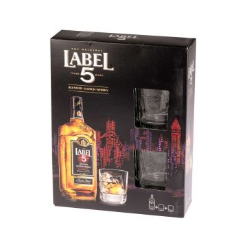 Label 5 Classic Black Gift Set Blended Scotch Whisky 0.7L
