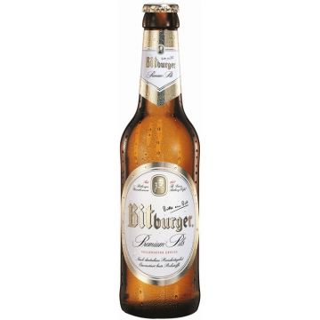 Bere blonda, filtrata Bitburger Premium Pils, 4.8% alc., 0.5L, sticla, Germania