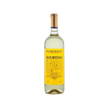 Vin alb sec Kourtaki Retsina of Attika, 0.75L, 11.5% alc., Grecia