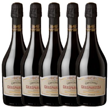 Pachet 5 sticle Vin frizzante rosu Cavicchioli Grasparossa Amabile, 8% alc., 0.75L, Italia