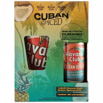 Rom negru Havana Club Cuban Spiced + 1 pahar, 35%, 0.7L, Cuba