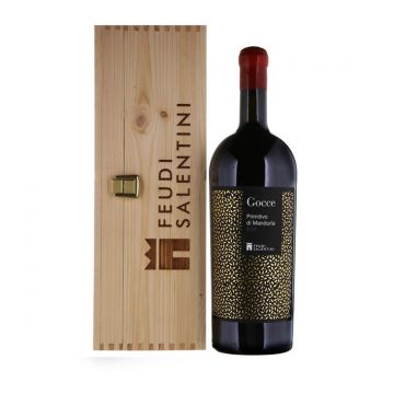 Feudi Salentini Gocce Primitivo di Manduria DOP Magnum Cutie Lemn - Vin Rosu Sec - Italia - 1.5L